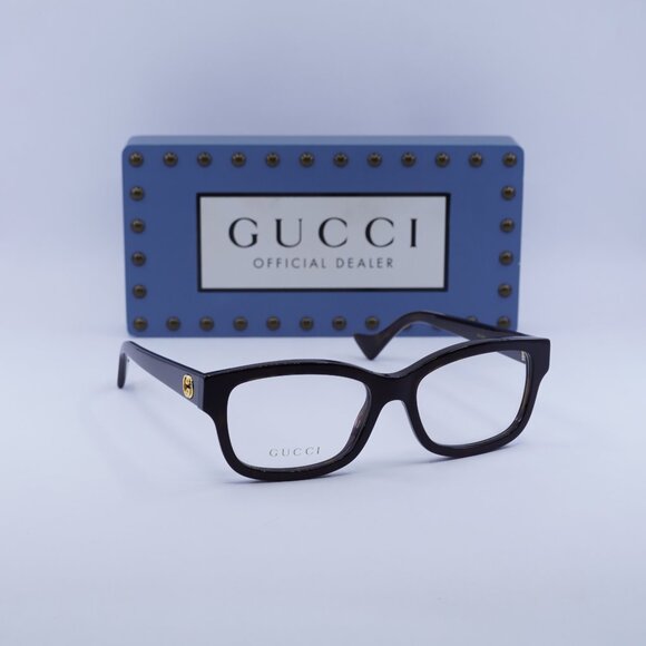 Gucci GG1259O 005 Rectangle 54mm Eyeglasses - Dark Havana - Picture 1 of 12